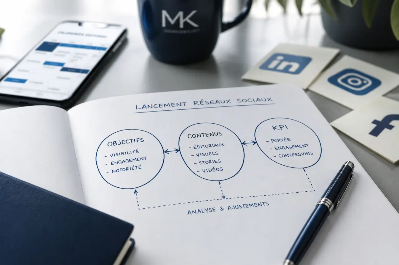 Réseaux sociaux : la méthode de lancement pour relier objectifs, contenus et KPI