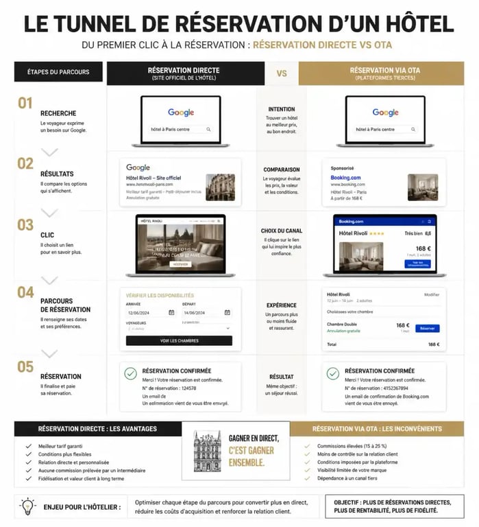 Tunnel de réservation directe pour agence digitale hôtel