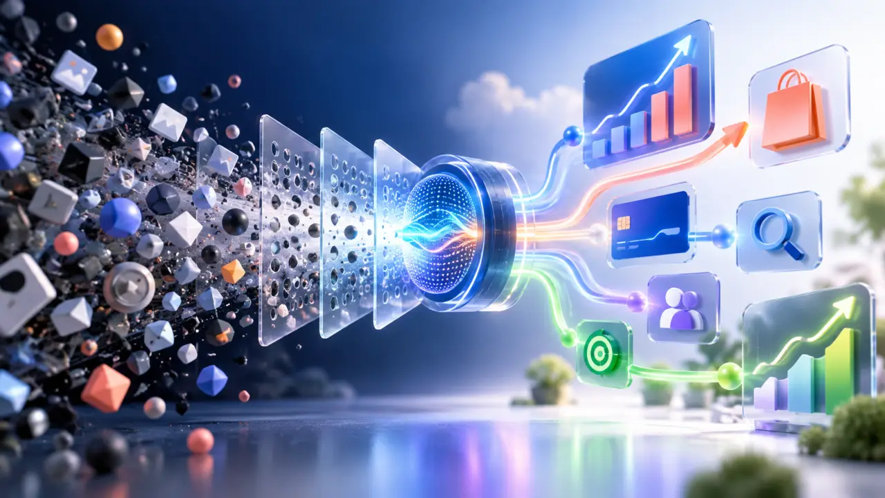 Illustration abstraite de données et de croissance pour l'acquisition digitale en 2026