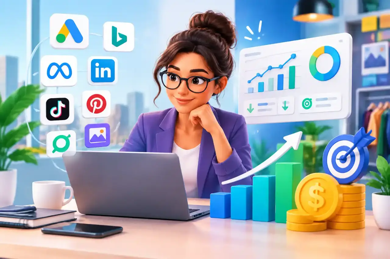Tableau de bord 3D illustrant le suivi du CPA et des performances Google Ads