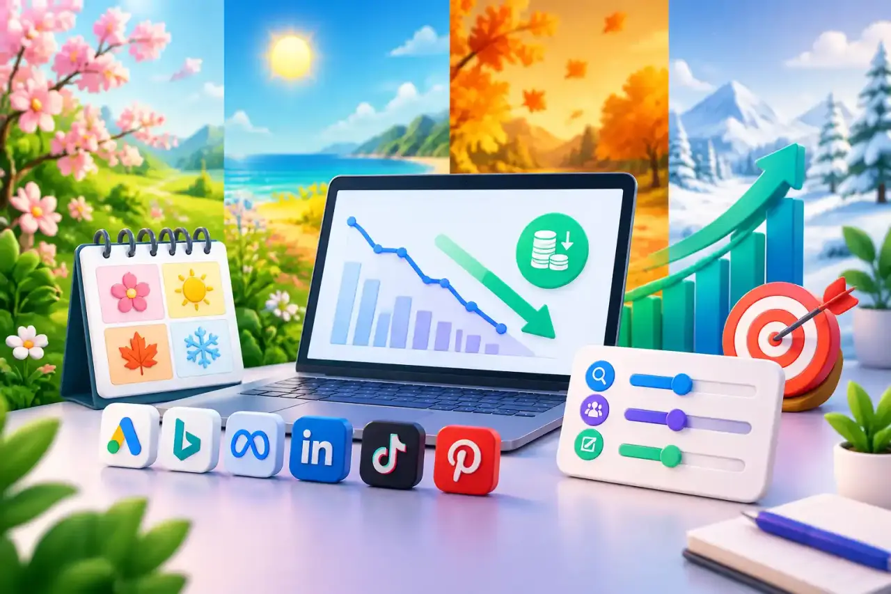 Tableau de bord publicitaire illustrant l'évolution saisonnière du CPA