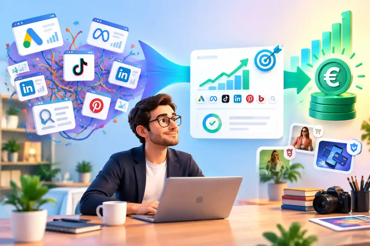 Tableau de bord illustrant l'optimisation de campagnes Google Ads