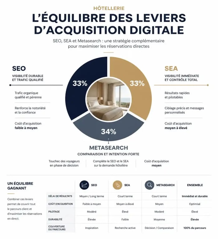 Leviers d'acquisition pour agence digitale hôtel