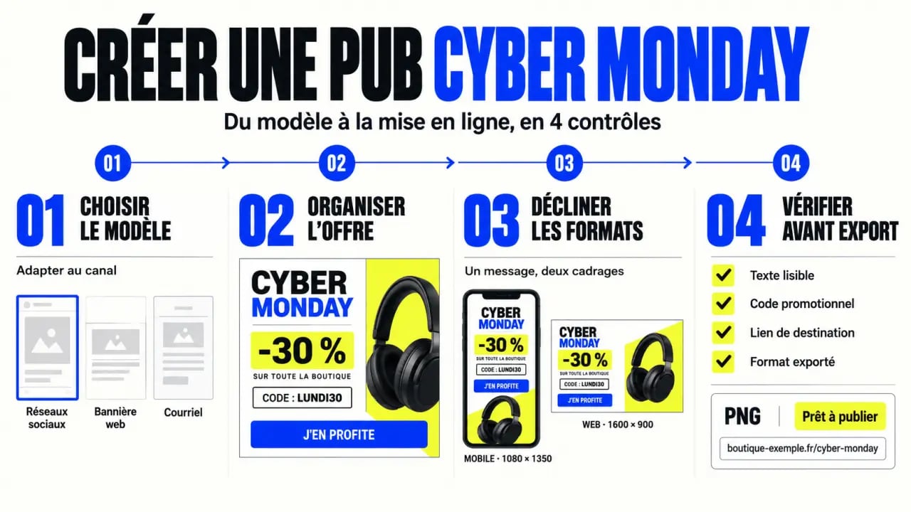 Processus pour créer une publicité Cyber Monday adaptée aux différents canaux