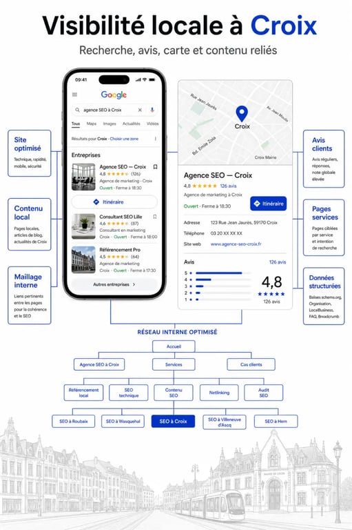 Agence seo croix : écosystème de visibilité locale sur Google, Maps et avis clients